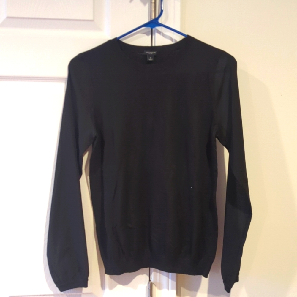 Ann Taylor Sheer Sleeve Black Sweater